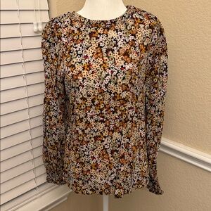 LOFT Floral Print Long Sleeve Blouse Women's Small